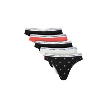 Set de chiloti tanga cu logo - 5 perechi