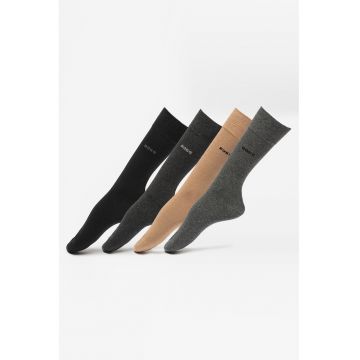 Set de sosete lungi - 4 perechi - Negru/Bej/Gri melange