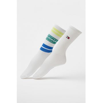 Set de sosete lungi unisex cu logo - 2 perechi - Alb optic/Verde lime/Verde irlandez/Bleumarin