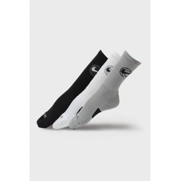Set de sosete lungi unisex cu tehnologie Dri-Fit - pentru baschet - 3 perechi - Negru/Gri cenusiu/Alb optic