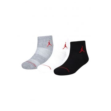 Set de sosete scurte - pentru baschet Jordan - 3 perechi - Alb/Negru/Gri