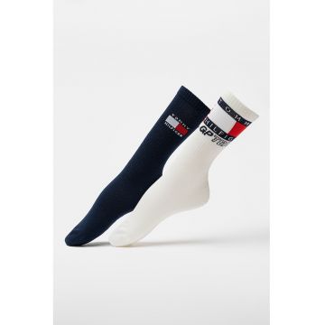 Set de sosete unisex cu logo - 2 perechi - Alb/Albastru ultramarin/Rosu vintage