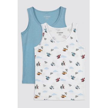Set de top-uri - 2 piese - Alb/Albastru deschis