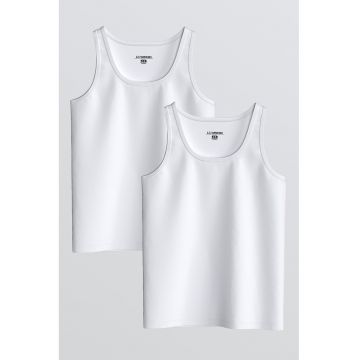 Set de top-uri de bumbac - 2 piese - Alb optic