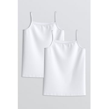 Set de top-uri de casa din bumbac - 2 piese - Alb