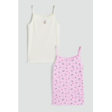 Set de top-uri din bumbac cu imprimeu cu Hello Kitty - 2 piese - Alb murdar/Roz