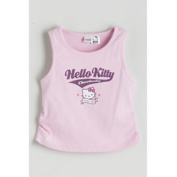 Top cu imprimeu Hello Kitty - Roz pastel/Liliac prafuit