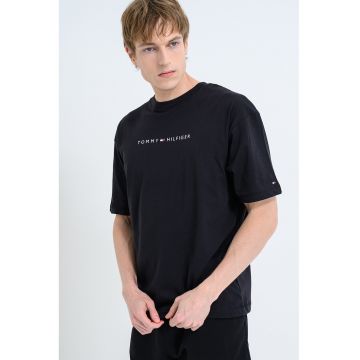 Tricou de casa din bumbac cu logo - Negru