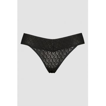 Chiloti brazilieni din plasa cu talie joasa - Negru stins