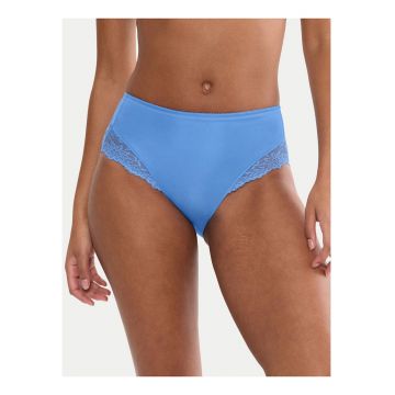 Chiloti clasici cu talie inalta -  Albastru - material elastic - detalii din dantela