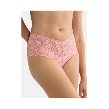 Chiloti clasici cu talie inalta -  floral - roz - material elastic