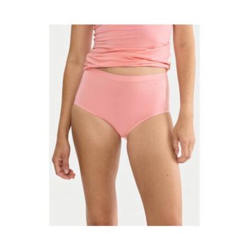 Chiloti clasici cu talie inalta -  Roz - material modal si elastan - set de 1 bucata