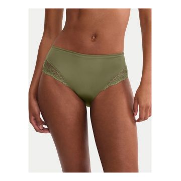 Chiloti clasici cu talie inalta -  Verde - dantela - poliamida|poliester|elastan