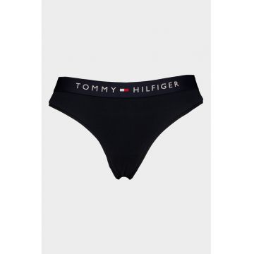 Chiloti tanga cu banda logo in talie - Albastru ultramarin