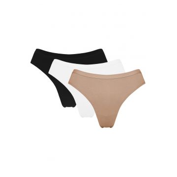 Chiloti tanga dama set de 3 perechi Peggy - Negru