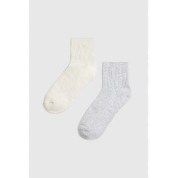 Ciorapi femei  2-pack - bej - 37-40 - bumbac respirabil - forma lunga