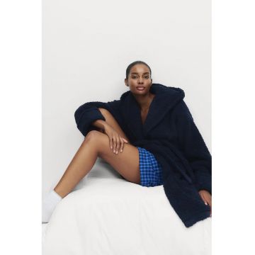 Halat de baie din material teddy - Bleumarin