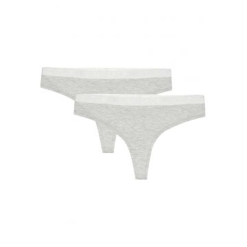 Lenjerie intima dama  set 2 perechi - talie elastica - acoperire suplimentara - bumbac - gri