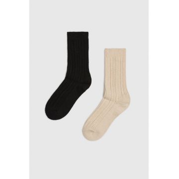 Pachet de 2 sosete lungi  bej si negru - 37-40