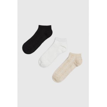 Pachet de 3 sosete -  bumbac - negru - alb - bej - 37-40