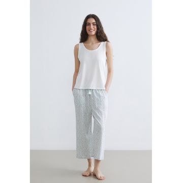 Pantaloni crop de pijama cu imprimeu - Rosu/Alb/Albastru glaciar