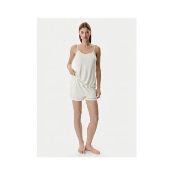 Pijama dama -  bej - viscoza - fara maneca