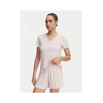 Pijama dama -  roz - viscoza - maneca scurta - regular fit