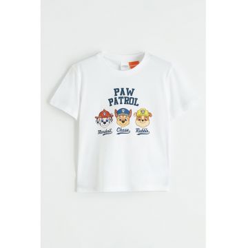 Pijama din bumbac cu imprimeu desene animate - Alb/Albastru gentian