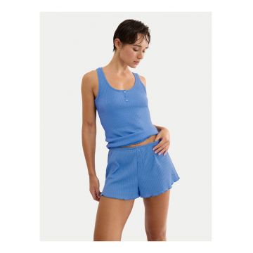 Pijamale dama -  pantaloni scurti - confortabili - albastru - bumbac si poliester