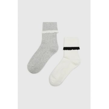 Set 2 pachete sosete lungi  alb murdar - gri - 37-40