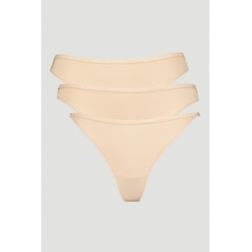 Set de 2 perechi de chiloti tanga si 1 pereche de chiloti - Bej inchis
