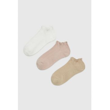 Set de 3 sosete  bej - 37-40 - bumbac - model unic
