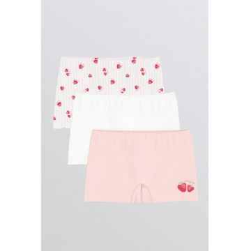 Set de boxeri - 3 perechi - Alb/Roz pastel