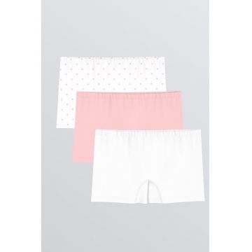 Set de boxeri cu buline - 3 perechi - Alb/Roz
