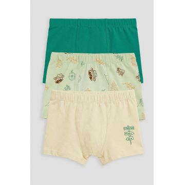 Set de boxeri cu imprimeu - 3 perechi - Verde aquamarin/Crem/Verde fistic