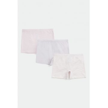 Set de boxeri din amestec de bumbac - 3 perechi - Alb/Lila/Liliac prafuit