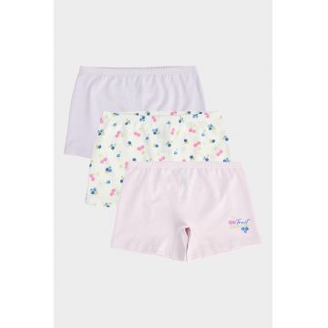 Set de boxeri din amestec de bumbac - 3 perechi - Alb/Roz pastel/Violet pastel