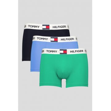 Set de boxeri din amestec de bumbac cu logo - 3 perechi - Verde/Albastru ultramarin/Albastru