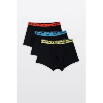 Set de boxeri uni cu banda elastica cu logo in talie - 3 perechi