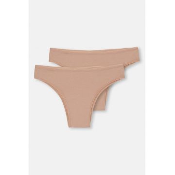 Set de chiloti brazilieni din amestec de modal - 2 perechi - Bej