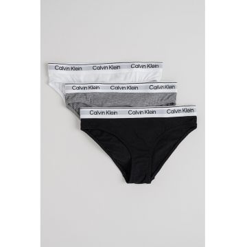 Set de chiloti cu banda logo in talie - 3 Perechi - Negru/Gri inchis melange/Alb optic