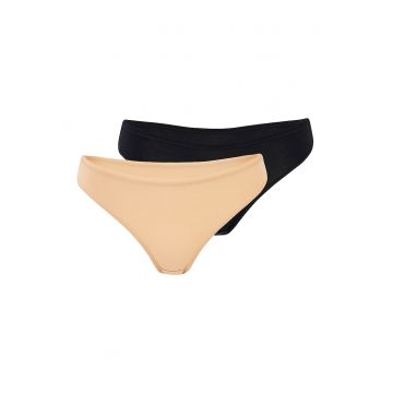 Set de chiloti din amestec de modal - 2 perechi - Negru/Bej