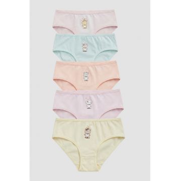 Set de chiloti din bumbac cu imprimeu - 5 perechi - Multicolor