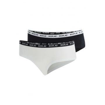 Set de chiloti hipster cu logo - 2 perechi - Alb/Negru