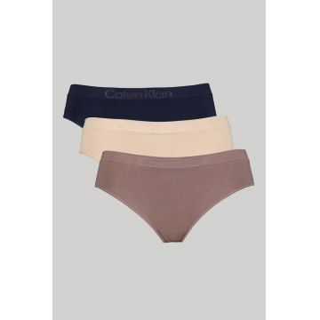 Set de chiloti hipster cu logo - 3 perechi - Albastru ultramarin/Roz prafuit/Violet pruna