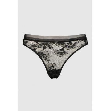 Set de chiloti tanga cu talie medie - Negru