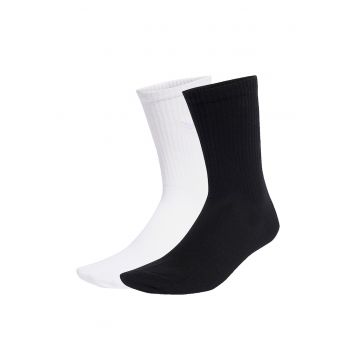 Set de sosete lungi cu logo brodat - 2 perechi - Alb/Negru