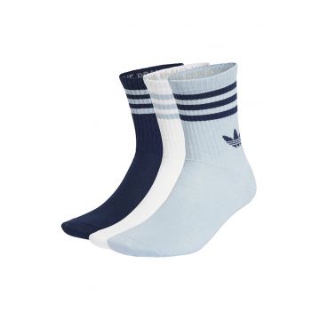 Set de sosete lungi unisex cu detaliu logo - 3 perechi - Alb/Albastru ultramarin/Albastru deschis