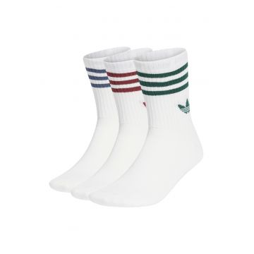 Set de sosete lungi unisex cu detaliu logo - 3 perechi - Alb/Verde