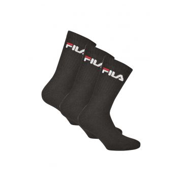 Set de sosete lungi unisex cu imprimeu logo - 3 perechi - Negru